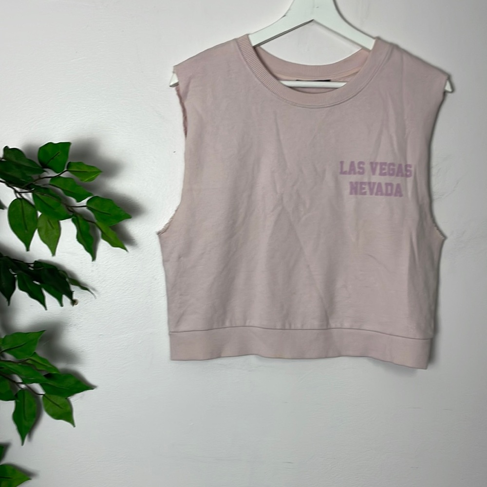 🩷 ZARA pink Las Vegas Nevada crop top cropped sleeveless crewneck sweatshirt 🩷